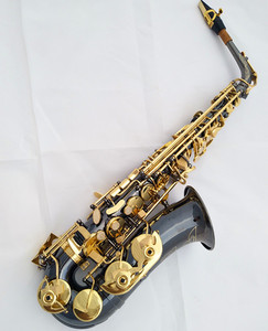 E-Flat Saxofón Alto Tratamiento de oro de níquel negro en instrumento de viento de superficie con tono de material de cabeza de latón EB - Product Image 1