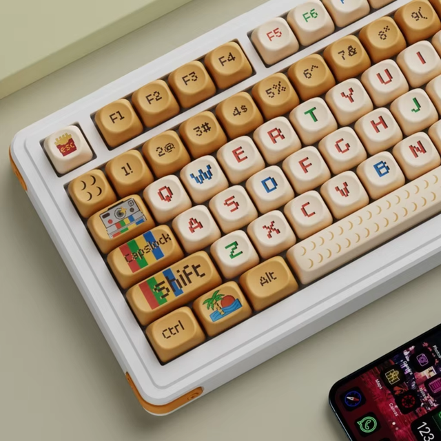 Mechanical Keyboard With Pixel Keycap OQO Profile Thermal Sublimation PBT Round Keycaps - Enhance Your Gaming Experience