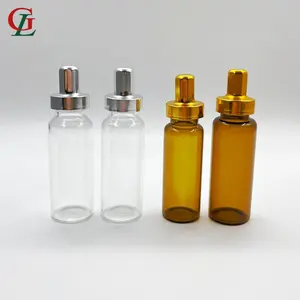 Botol Kaca Tubular Borosilikat Premium Farmasi Transparan Amber 30ML Botol Tetes Obat Ampule Vial dengan Tutup