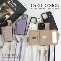 Étui de téléphone avec cordon et emplacements multiples pour cartes pour iPhone 14 15 16 Pro Max Plus