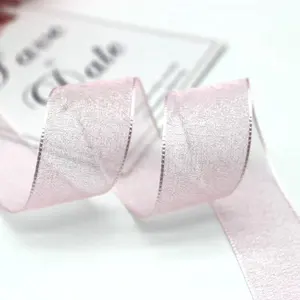 Oke Hoge Kwaliteit Groothandel 25Mm Transparant Chiffon Lint Organza Lint Voor Wikkelen Decoratie Valentijnsdag