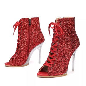 Sandales à lacets en maille pour femmes, à bout ouvert, talons aiguilles creux, grandes tailles, bottes <span class=keywords><strong>de</strong></span> <span class=keywords><strong>danse</strong></span> jazz, <span class=keywords><strong>chaussures</strong></span> élégantes pour la <span class=keywords><strong>danse</strong></span> jazz et le tango - Product Image 4