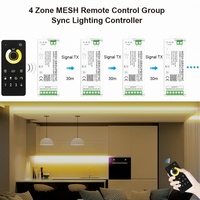 C212Z Aipin Zigbee Mesh Contrôleur PWM pour Bande LED CCT à Blanc Double Température Réglable 24-48V, Synchronisation de Groupe 4 Zones, Contrôle Intelligent Tuya, 30m