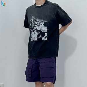 T-shirt Premium Vintage Délavé pour <span class=keywords><strong>Homme</strong></span> Gris Oversize Streetwear Imprimé Collage Personnages de Films Rétro Haut Décontracté - Product Image 6