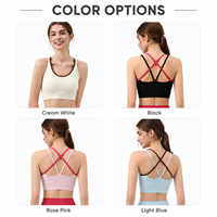 Nouveau soutien-gorge de sport personnalisé pour femme avec logo, dos croisé contrastant, respirant, maintien moyen, pour yoga et fitness, vente en gros