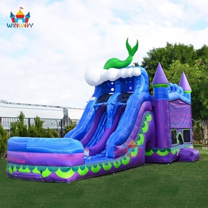 Castillo Inflable con Tobogán Acuático de Doble Carril, Alquiler de Casa de Brinco Combinada, Material de PVC, Tamaño 3x7M, Uso Comercial para Diversión - Product Image 2
