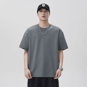 Camiseta Extra Grande de Algodón 100% de 210 GSM con Logotipo Personalizado, Cuello Grueso, Diseño Sólido, Tejido de Punto, Camiseta Estampada - Product Image 2