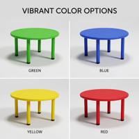 Table ronde pour enfants 90x90x50cm et ensemble de 6 chaises, mobilier préscolaire et maternelle en plastique PP coloré pour l'apprentissage précoce en classe