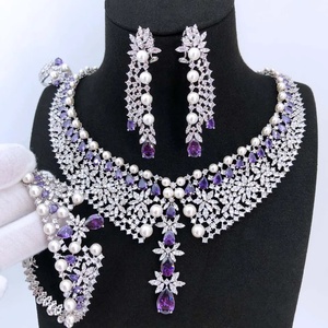 Ensemble de <span class=keywords><strong>bijoux</strong></span> de mariage italien tendance T262K, nouveau design de collier en perles, plaqué or 18 carats, <span class=keywords><strong>bijoux</strong></span> de mode, collier de Chine continentale - Product Image 6
