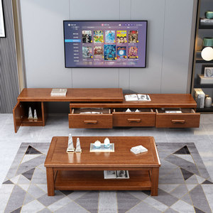 Dazhang Jiaju Solid Wood Tv Cabinet <b>Walnut</b> <b>Coffee</b> <b>Table</b> Combination Living Room Furniture Extendable Modern Home Use - Product Image 4