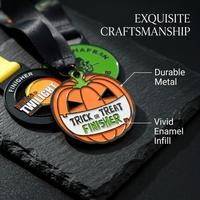 Médaille de souvenir sportif personnalisée en alliage de zinc moulé sous pression, imprimée UV, motif citrouille et hibou, pour Halloween, vente en gros