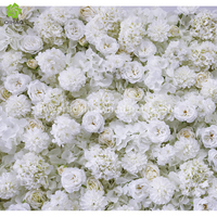 Dekorasi Dinding Bunga Buatan untuk Acara Mall, Ukuran 8ft X 8ft, Warna Putih, Terdiri dari Krisan, Hydrangea, dan Mawar