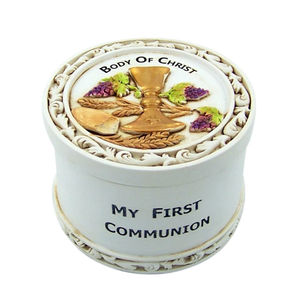 Caja de resina para recuerdo de primera comunión, caja de baratija - Product Image 1