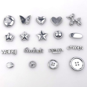 Diy Jewelry Accessories Electroplated Heart Shape <b>Silver</b> Grey Buttons For Hair <b>Clips</b> Headwear Materials Wholesale - Product Image 1
