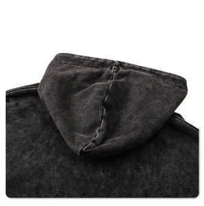 Sweat-shirts à <span class=keywords><strong>capuche</strong></span> unisexes noirs délavés à l'acide, sans cordon, de qualité supérieure, imprimés, surdimensionnés, pour hommes et femmes, vente en gros, collection automne, ODM - Product Image 6