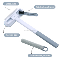 Brosse de nettoyage double face pour poils d'animaux et peluches, multifonctionnelle en ABS, acier inoxydable et PP, pour canapé, lit, tapis et salle de bain