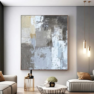 Anpassung Hotel Artwork Beige und Grau Abstrakte Malerei Große strukturierte Leinwand Moderne minimalist ische Wand kunst für Dekor - Product Image 4
