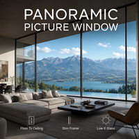 Ventana Panorámica de Piso a Techo con Marco Fijo de Aluminio, Doble Acristalamiento Low-E, Ventana de Gran Vista para Villa