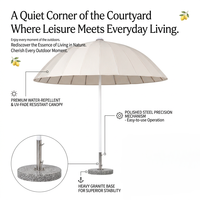 Parasol de jardin moderne Meiqi avec mât central, idéal pour patio, villa, plage, piscine, cour et usage commercial