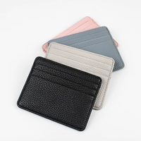 Pemegang kartu kulit Pu pria wanita, dompet kartu kredit ramping minimalis uniseks bisnis Logo kustom