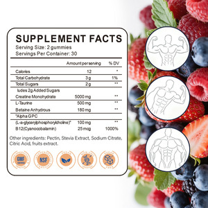 Gomitas de Creatina de Marca Privada, 5g de Monohidrato, Suplemento Vegano para Adultos, OEM, ODM, Certificado Halal, Fabricante de Gomitas de Nutrición Deportiva - Product Image 2