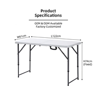 Table pliante portable en plastique HDPE imperméable pour extérieur, jardin, pique-nique, événements, pliable en deux, deux plateaux avec verrouillage en plastique