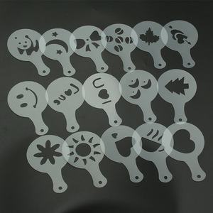 Juego de plantillas de espuma para decoración de cafetería, Set de 16 unidades de plantillas de arte para decoración de café, pasteles y tartas - Product Image 1