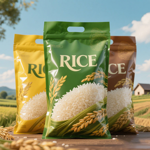 Saco de Embalagem de Alimentos em Nylon Plástico Personalizado de 5 Kg e 10 Kg com Zíper, Tipo Doypack para Grãos - Product Image 3