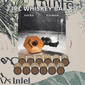 Kit d'outils de bar 23 pièces pour hommes, écologique et moderne, avec torche à whisky, 12 copeaux de bois, glaçons pour moules, infuseur à cocktail, pour Old Fashioned - Product Image 2