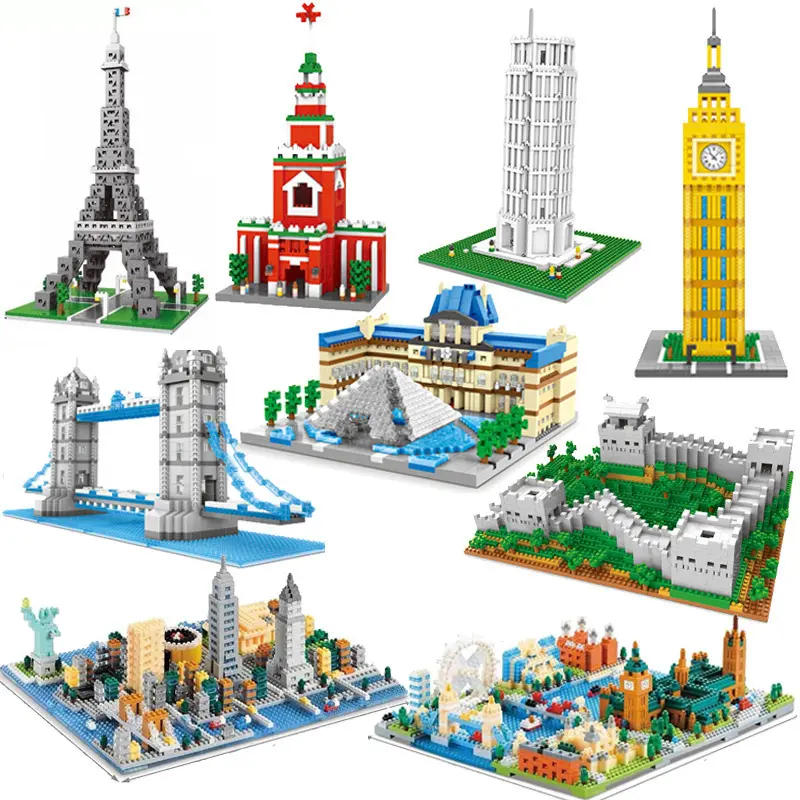 2457-2551 Wereldberoemde Bouwmodel Het Louvre Museum Eiffeltoren Decoratie Bouwsteen Plastic Speelgoed Cadeau Voor Kinderen Volwassen
