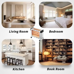 Chauffage infrarouge <span class=keywords><strong>électrique</strong></span> portable 2000W à quartz avec roues, protection anti-basculement, autoportant, éclairage intégré pour usage domestique - Product Image 3