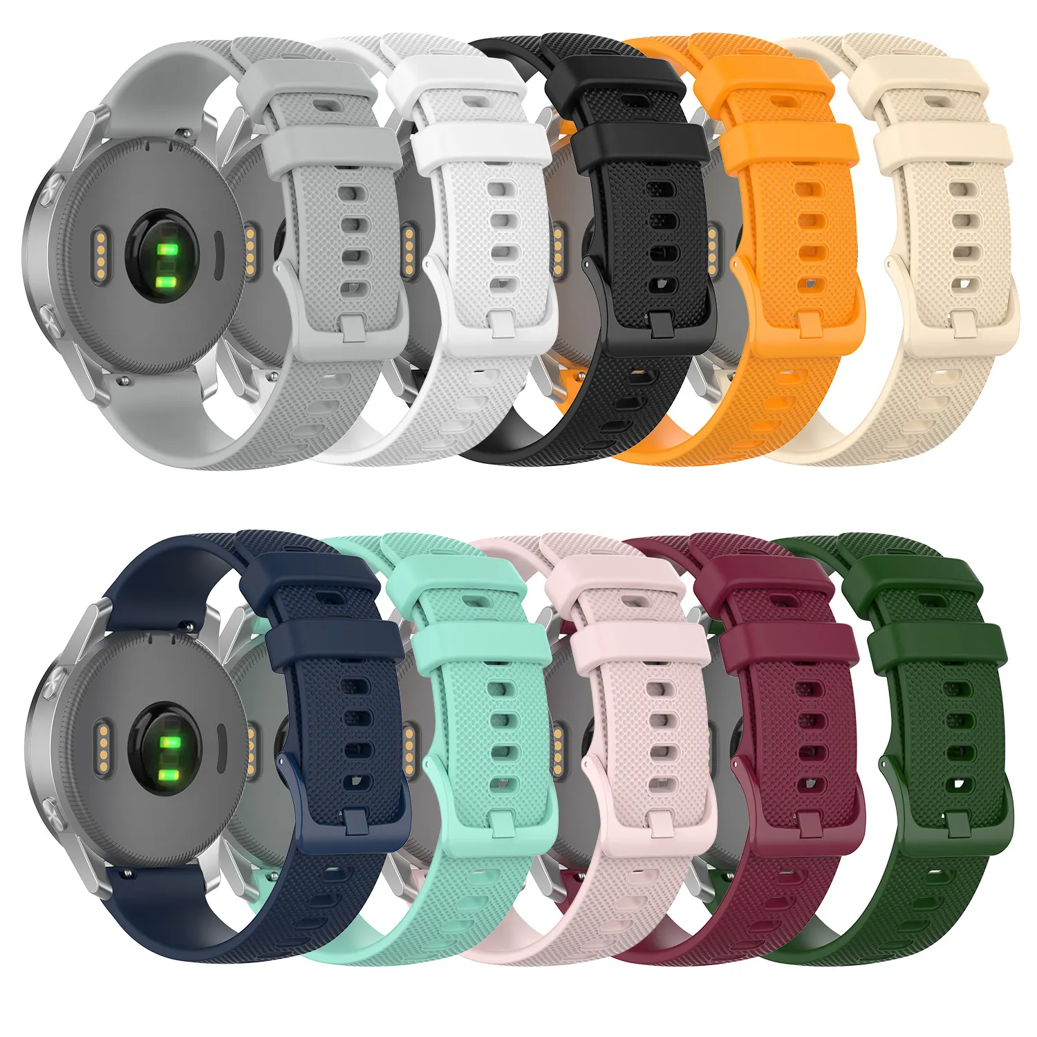 ShanHai Silicone Watchband 18 20 22 mm for Garmin Vivoactive 3 vivoactive 4/4S Sport Quick Release Watch Band Wrist Belt Strap