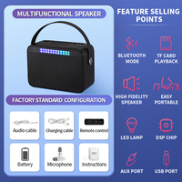 Nouveau mini haut-parleur sans fil portable 2024 avec lumières LED RGB, microphone karaoké et télécommande pour