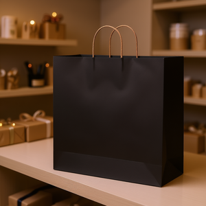 Bolsas de papel kraft negro con asas de 18x7x19 pulgadas para uso en compras minoristas - Product Image 2