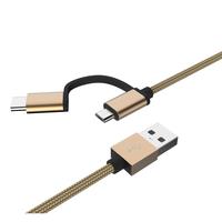 Cable usb trenzado de nailon personalizable, para Samsung, teléfono Android, con enchufe 2 en 1 Tipo c y micro B