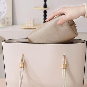 XDH1311 Factory 2025 Pure Color Cosmetic Bags Leather Handbag Wholesale <b>Makeup</b> Bag - Product Image 3