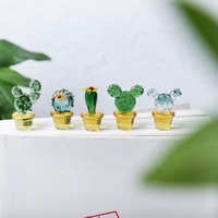 Adorable mini-cactus en verre, figurine de cactus miniature artisanale pour bureau, voiture et maison
