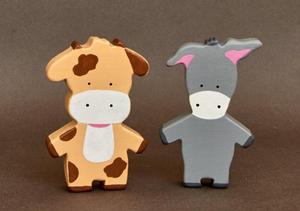 Animales de granja de madera Figuras de madera pintadas a mano 1er cumpleaños Regalo de bebé - Product Image 2