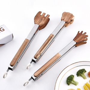 Multifunctionele Voedselclip Koken Bbq Serveertang Walnoothout Keuken Saladetang Met Veiligheidsvergrendeling - Product Image 6