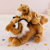 Petit porte-clés tigre en peluche de petite taille Animal réaliste mignon tigre blanc en peluche sac à dos pendentif