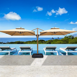 Modern Large Commercial Double-Headed <strong>Parasol</strong> Sun Umbrella for Garden Balcony Villa Outdoor Space Modern Outdoor <strong>Base</strong> <strong>Included</strong> - Product Image 2