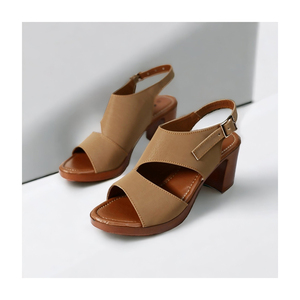 Sandales décontractées confortables <span class=keywords><strong>Sawa</strong></span> Global Model 581 à bout carré et talon bloc, semelle en PU, chaussures élégantes pour femmes, confort toute la journée - Product Image 1