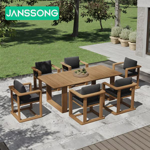 टेक लकड़ी आउटडोर फर्नीचर गार्डन डाइनिंग टेबल और कुर्सियां होटल गार्डन डाइनिंग टेबल विला - Product Image 6