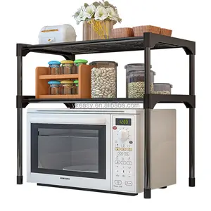 Soporte para <span class=keywords><strong>Microondas</strong></span>, Estante de Cocina de Acero Inoxidable de Malla Fina Plateada, Multifuncional de 2 Niveles para Hornos de <span class=keywords><strong>Microondas</strong></span> - Product Image 1