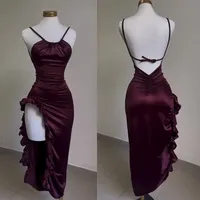 Robe de soirée élégante vintage pour femmes, robe moulante en satin sexy, dos nu, sans bretelles, empire, fêtes, clubs, vestidos féminins