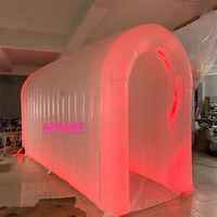 Tunnel blanc gonflable, Tunnel d'entrée lumineux, Tunnel décoratif pour fête de mariage Tunnel d'éclairage LED gonflable