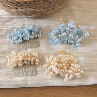 YAOYU Pince à cheveux coréenne à grappes de fleurs et perles, modèle requin raffiné pour l'arrière de la tête, accessoires printemps-été