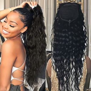 Extensions de cheveux Remy naturels noirs lisses à clipser pour femmes, queue de cheval brésilienne européenne, prix usine - Product Image 2