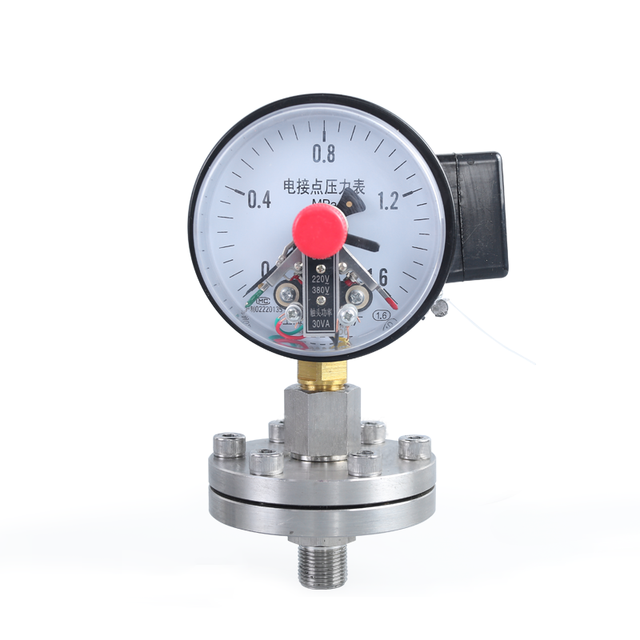 Stainless Steel Bourdon Tube Pressure Gauge 1.6Mpa Oil Filled Liquid Application Electric Contact High-Performance Yanken Brand