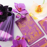 Emballage personnalisé de cassette d'oracle de texte estampillé de qualité d'impression de carte de tarot plaquée or en vrac